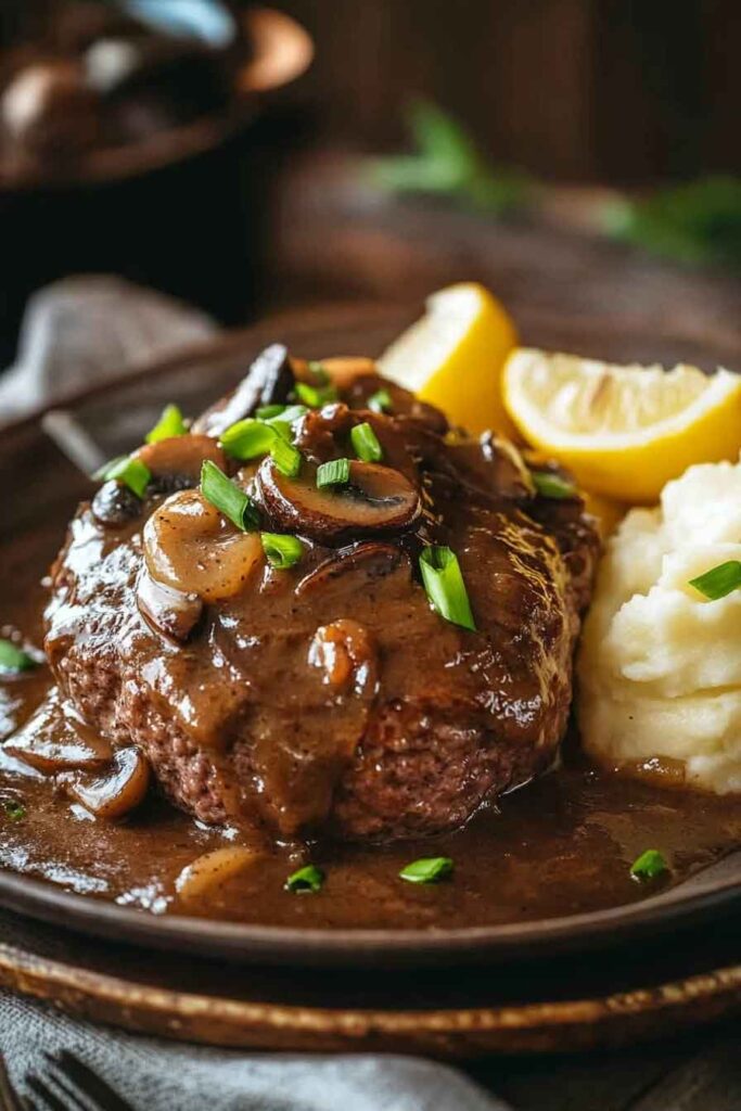 Hamburger Steak and Gravy with Mashed Potatoes