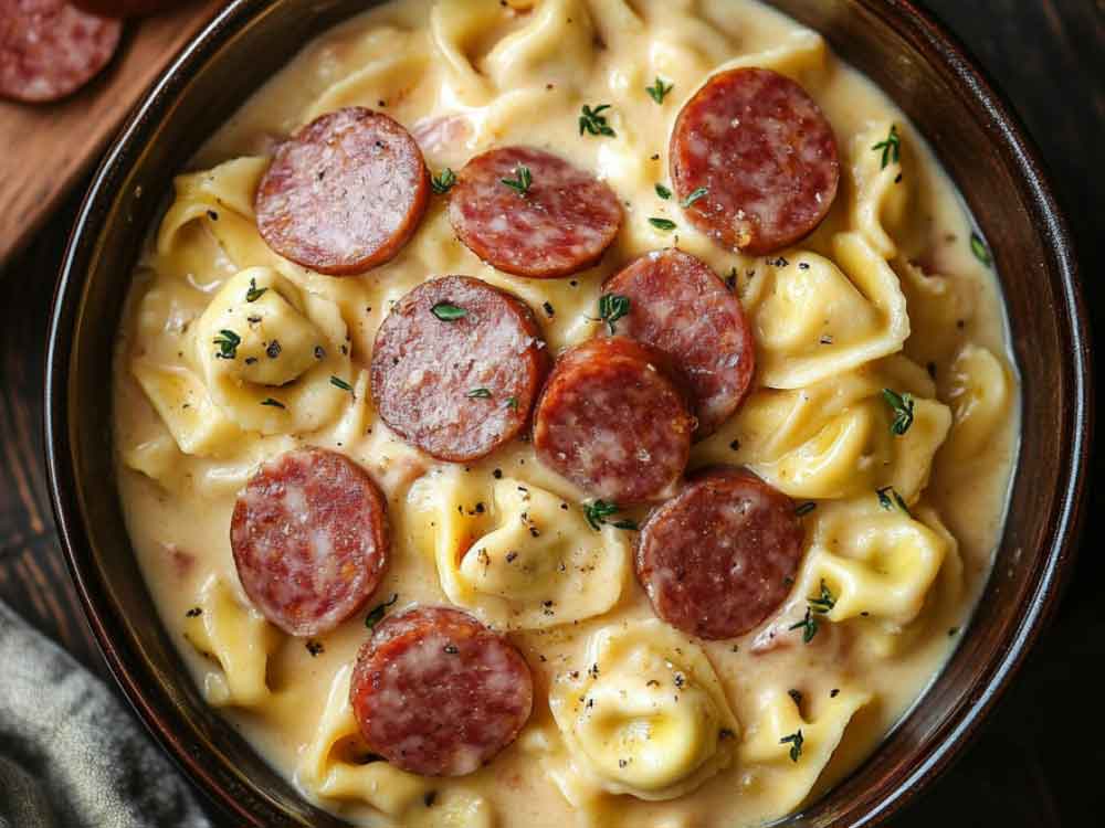 Crockpot Pierogi Casserole with Kielbasa