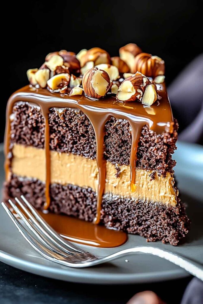 Easy Turtle Caramel Cake 