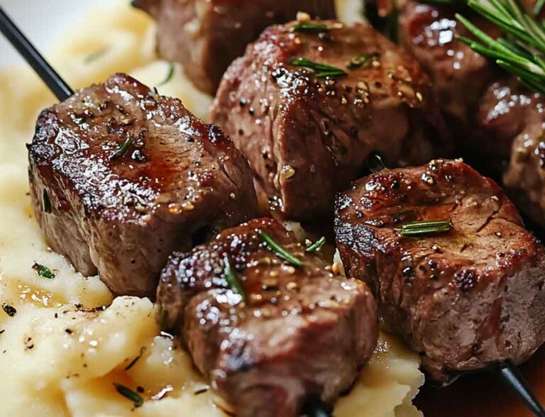 Garlic Butter Steak Bites with Creamy Mashed Potatoes