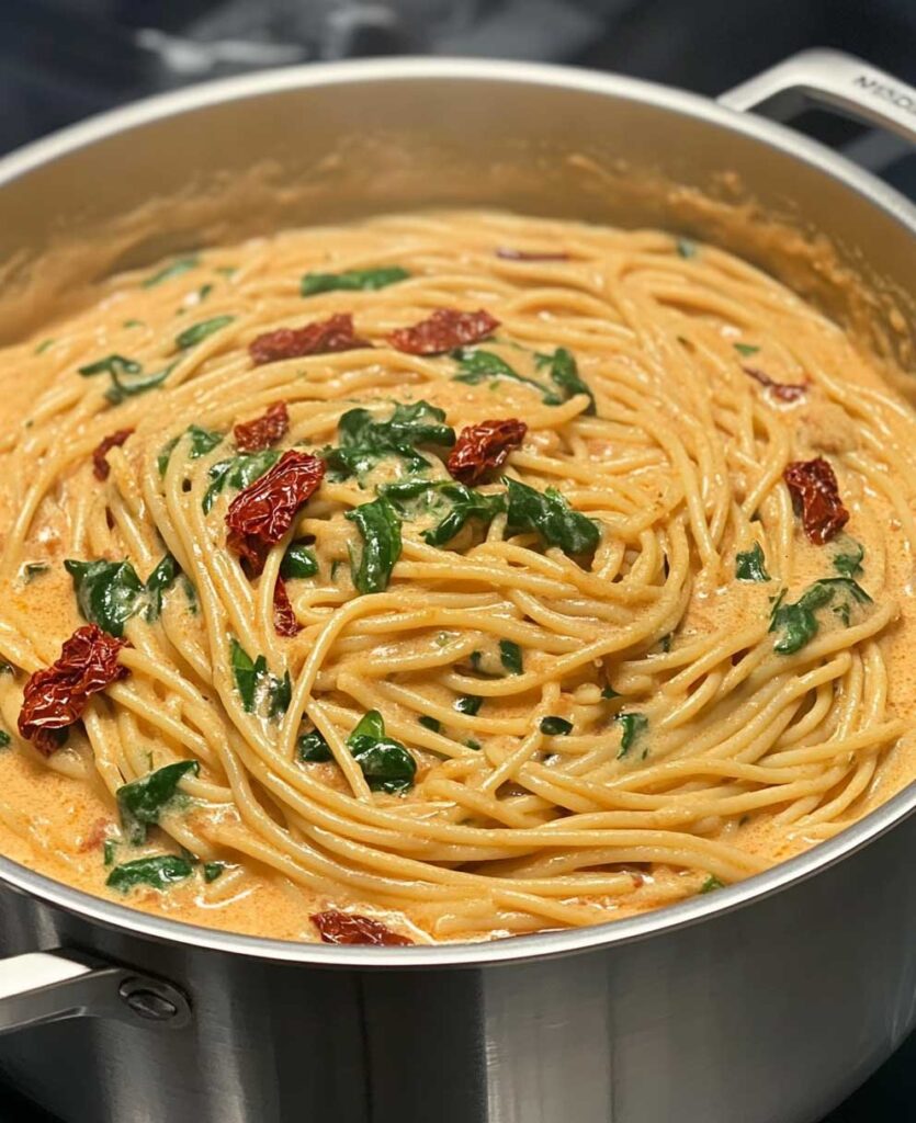 Step-by-Step Instructions Spaghetti & Spinach with Sun-Dried Tomato Cream Sauce